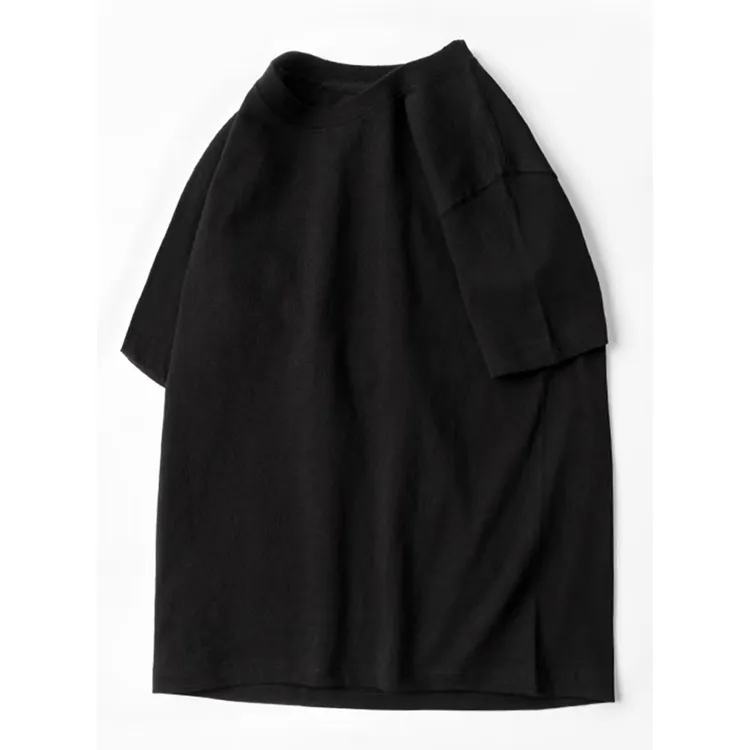 高质量光版后包领CVC短袖男女T恤宽松大码落肩款