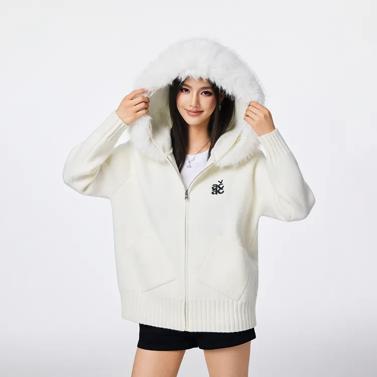 【Achock达人专属】奶油风毛茸茸连帽毛衣软糯温柔感加厚针织秋冬