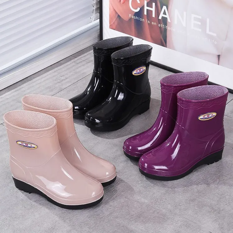 防滑雨靴四季加绒舒适厚底低筒中筒冬季雨鞋女士防水鞋学生水胶鞋商品图