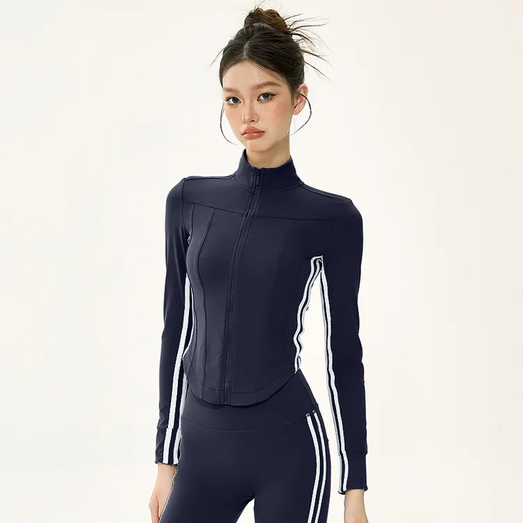 choc运动外套女修身瑜伽服初秋长袖外穿健身服跑步训练健身上衣