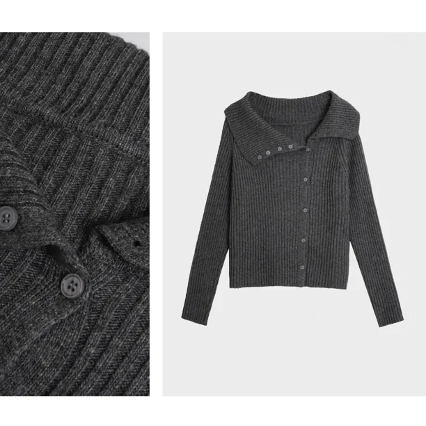 【一眼沦陷】不褪色针织常规款纯色针织衫百搭休闲开衫一字肩