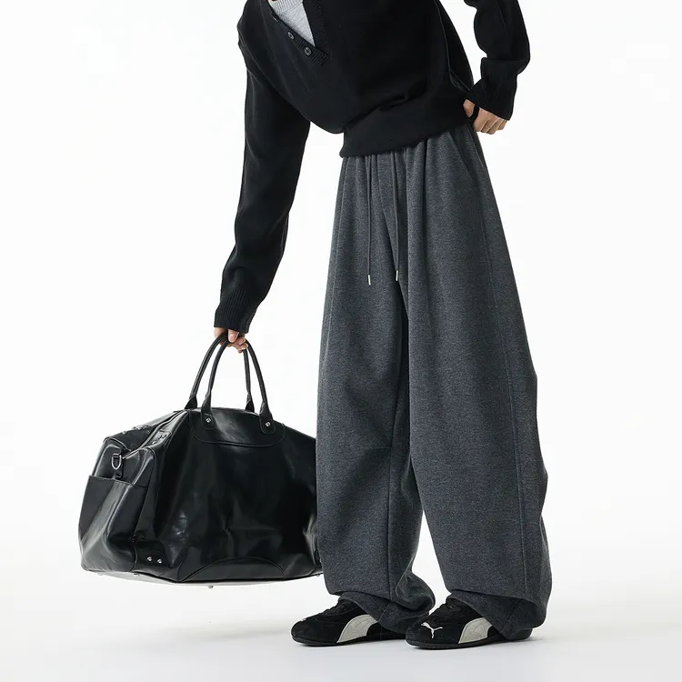 chements重磅360克格雷灰弯刀卫裤男秋冬宽松百搭运动休闲裤情侣