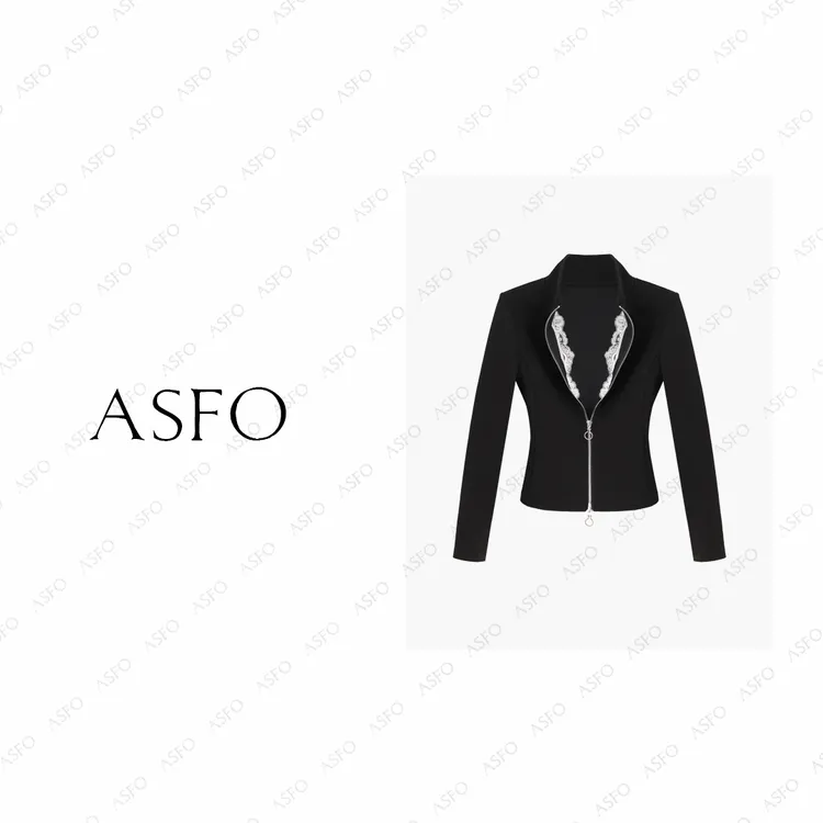 【AS小巧思】25新定制修身蕾丝拼接双开头弹力上衣AS25QDWT03294