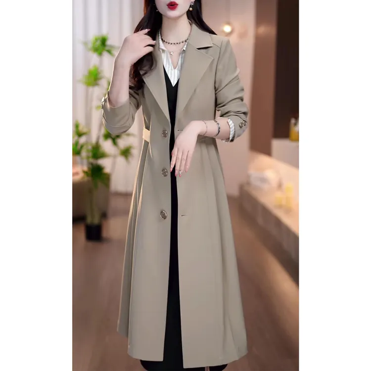 2026年春季新款时尚设计感风衣外套女洋气宽松显瘦百搭中长款外套