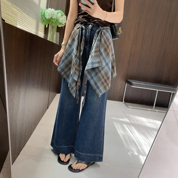 IMFLY金小金自制女装 牛仔裤DYK2809早秋高腰设计感女士新款裤子