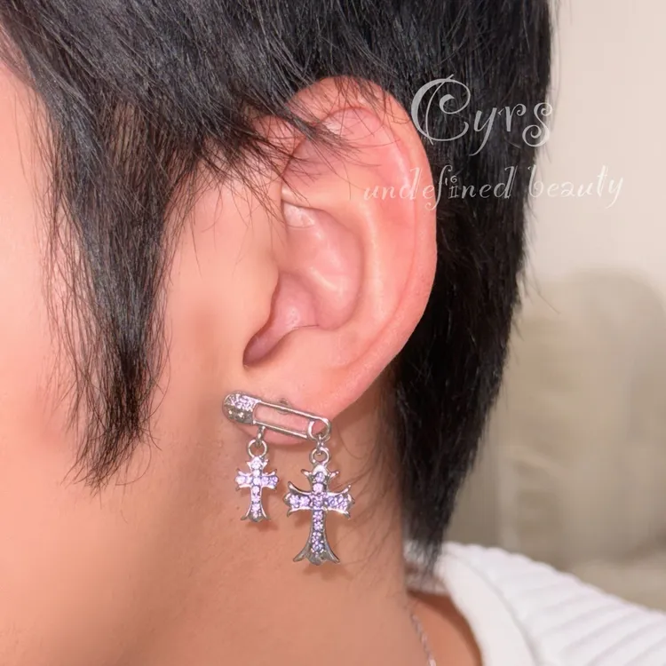 925银耳饰 克芮司Cyrs |【构秘】银色十字架原创同款银针圣诞节耳钉