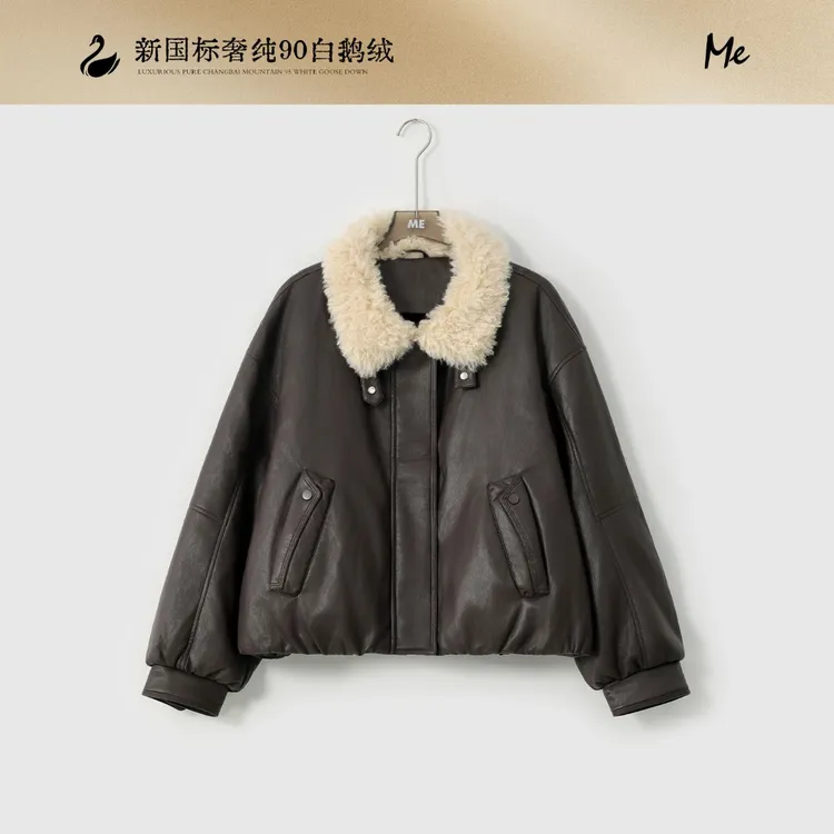 ME【泰迪派克系列魔法鹅绒服】泰迪毛领做旧时尚保暖羽绒服MESA3487