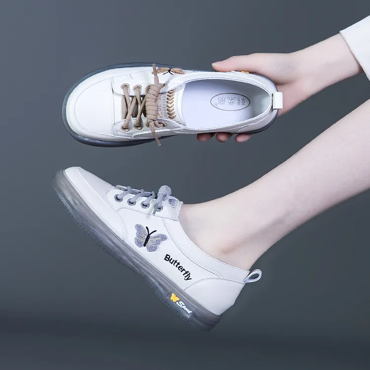 真皮女鞋2025新款春秋单鞋一脚蹬小白鞋软底百搭平底运动休闲鞋子