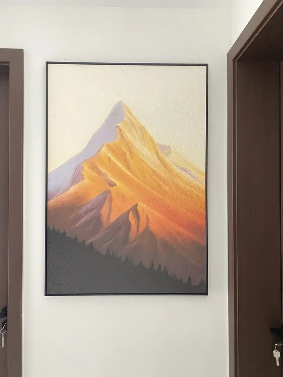 日照金山沙发背景质感砂岩画入户玄关走廊装饰画餐厅壁画卧室挂画