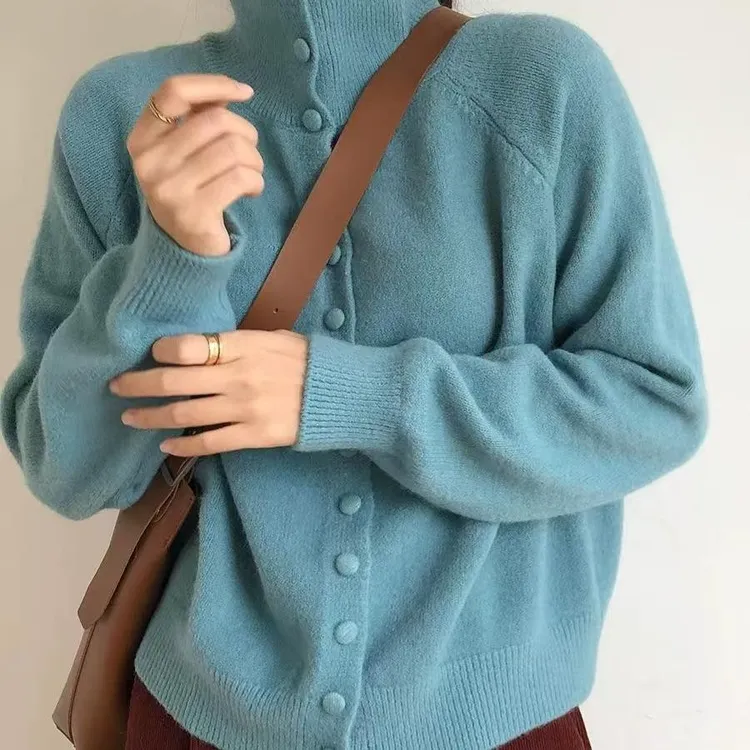 【30115】毛衣女款2025新款冬季慵懒高级感高领外套加厚软糯糯外穿