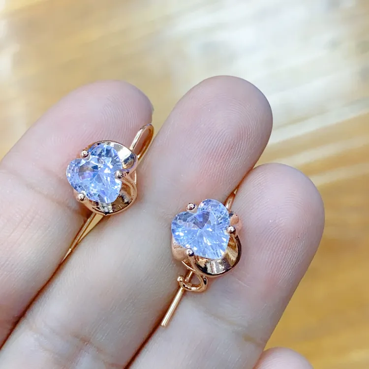 合金玻璃耳饰 白色小众耳环 玫瑰金款式 چىچەك ھالقائاق كۆز