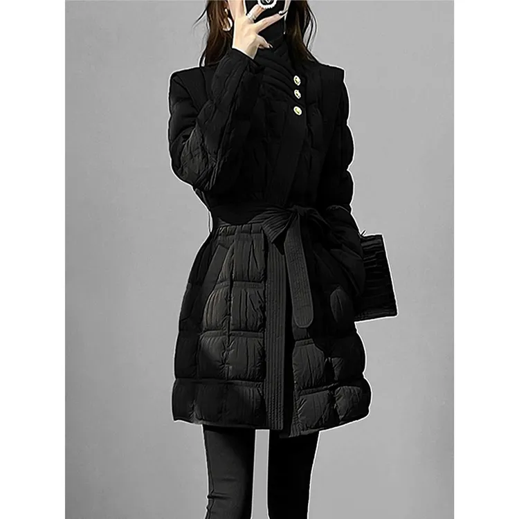 香港轻奢2025冬季新款白鸭绒外套轻薄款收腰气质羽绒服