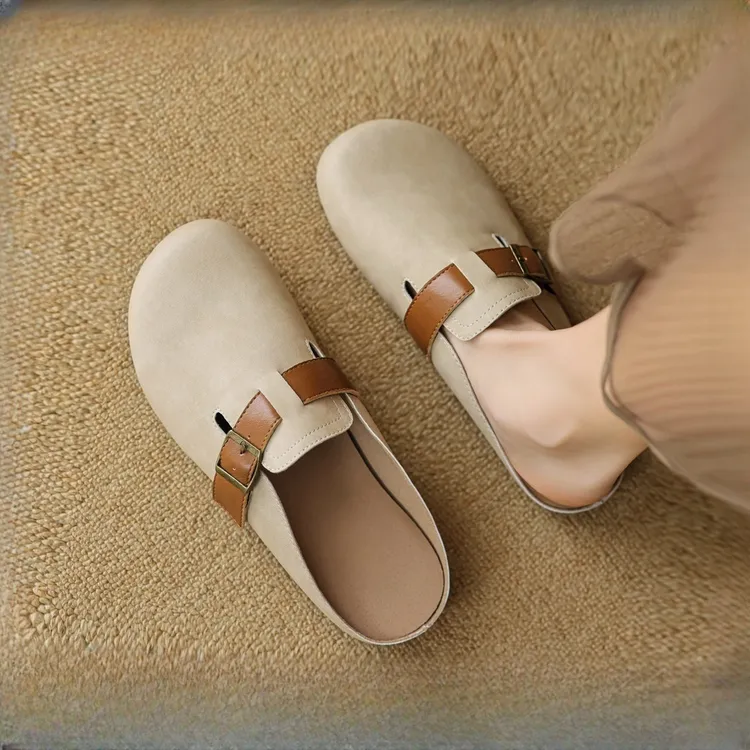 UHCK法式勃肯鞋女2025新款博肯包头半拖鞋一脚蹬懒人鞋