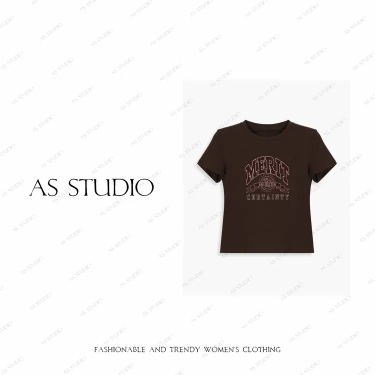 【AS美校】25新美式复古字母印花百搭短袖AS25XTX02725