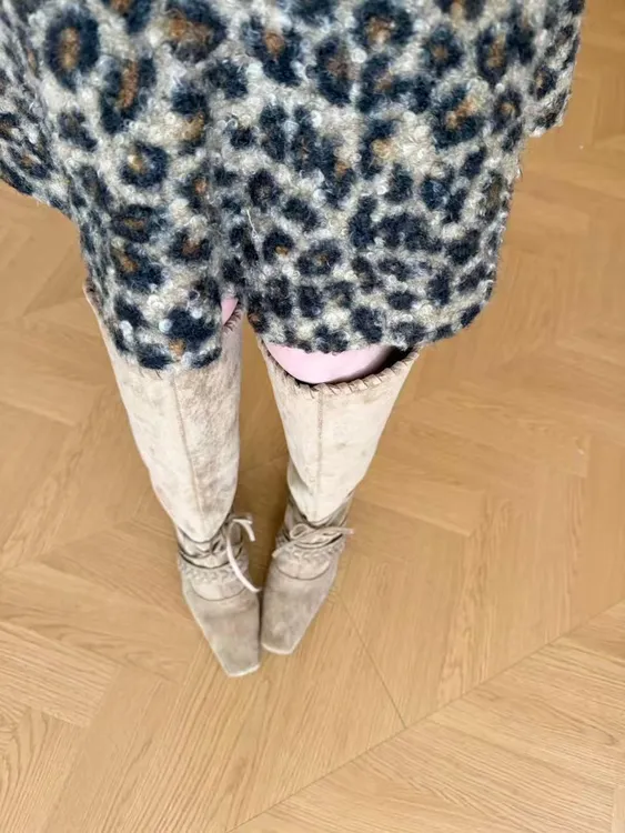 【赵小小yimao】2027122 绒面车缝线长靴复古瘦瘦靴法式细跟骑士靴