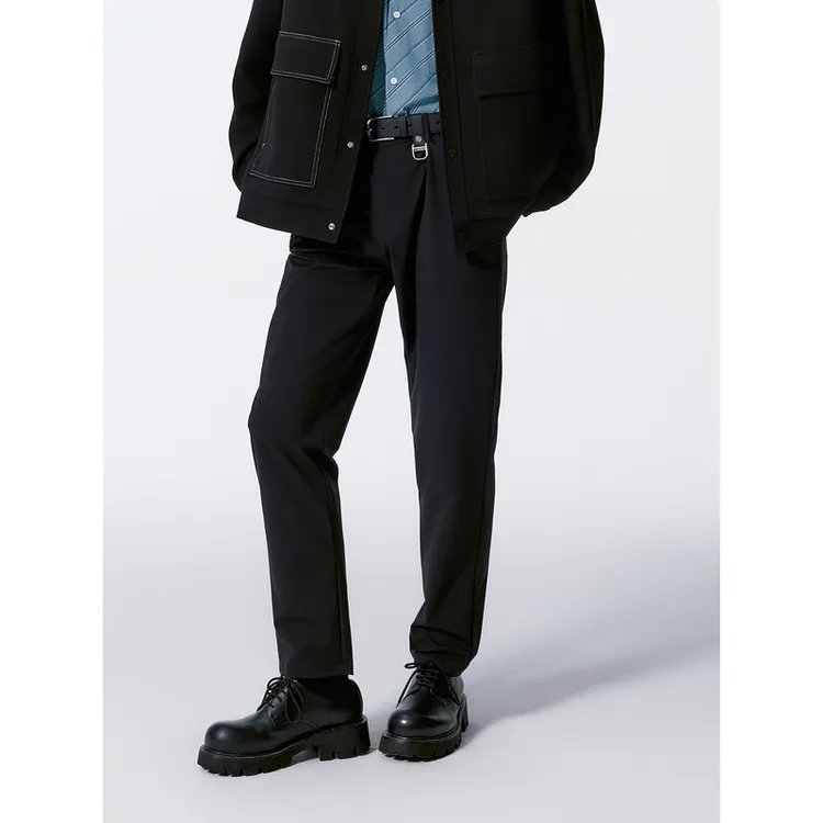 GXG男装黑色四面弹不易皱西裤休闲裤 24年秋G24X023075