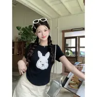 2025年大码女装兔子贴片短袖上衣2683