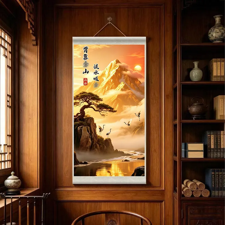 【认准正品】新中式背靠金山客厅玄关背景墙挂画办公室店铺挂画