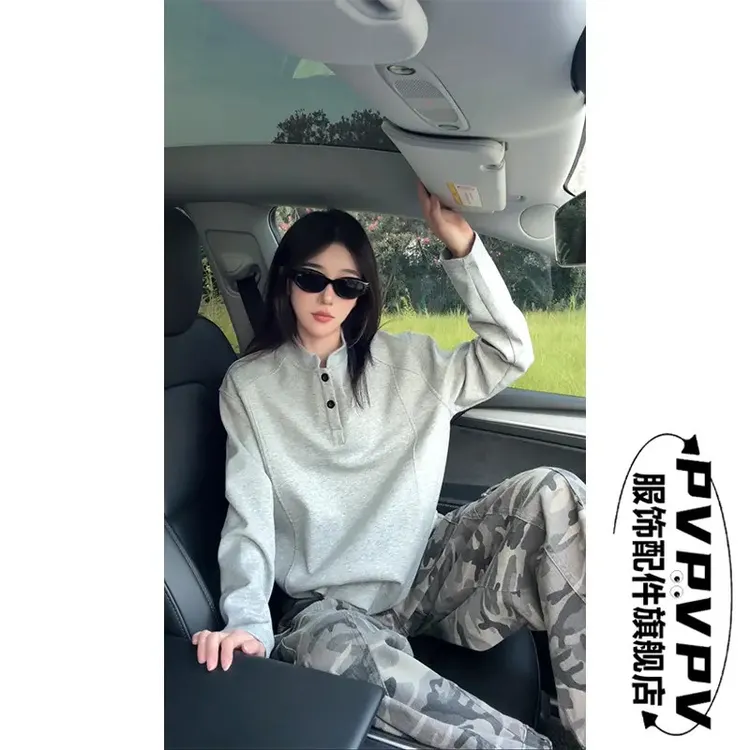 【运费补贴 8小时现货】亨利领长袖t恤男秋冬内搭重磅加绒加厚卫衣