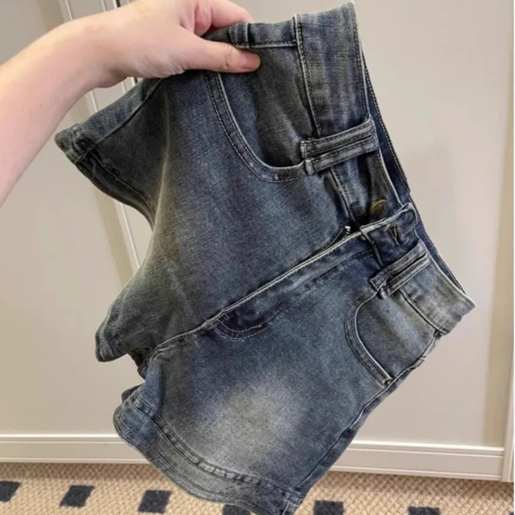 美式复古夏季薄款辣妹高腰女款爆款阔腿牛仔短裤牛仔裤宽松外穿