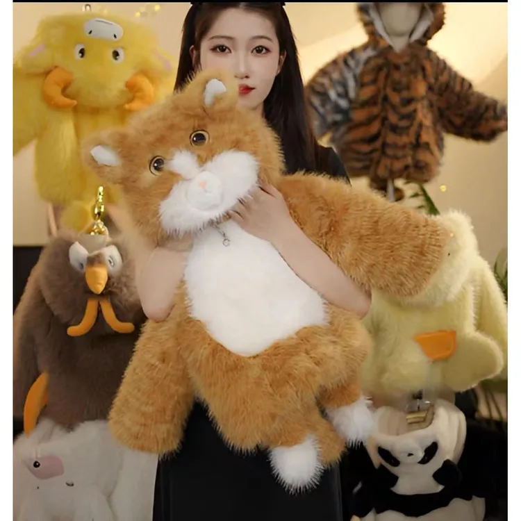 女童冬季可爱橘猫立体卡通毛毛衣2025宝宝休闲时尚加厚保暖外套潮
