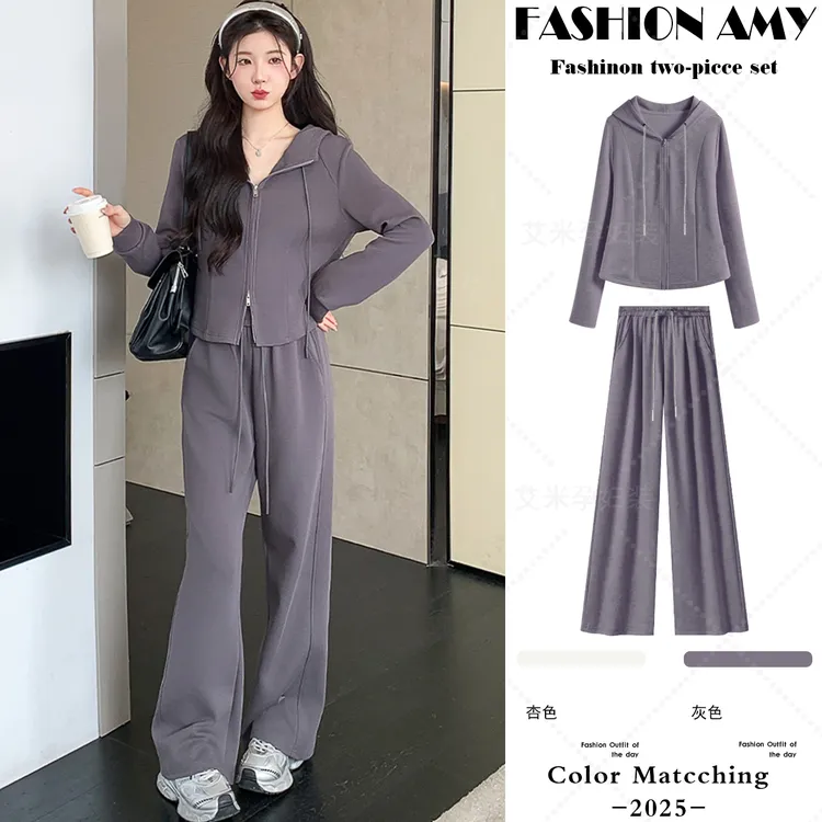 孕妇装秋装新款时尚韩版显瘦运动风连帽长袖卫衣休闲直筒裤子套装