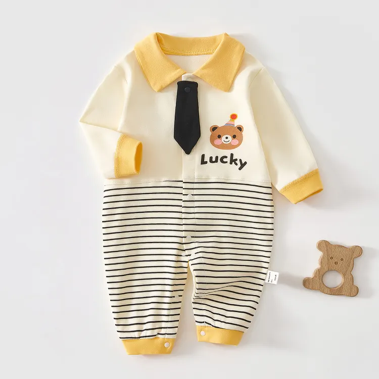 男宝宝春秋爬服纯棉连体衣新生儿衣服婴儿帅气哈衣洋气可爱外出服