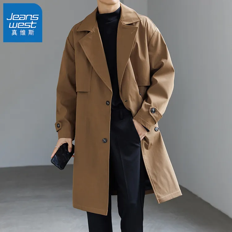 真维斯美式高档中长款男士风衣2025新款春秋季韩版休闲百搭外套潮