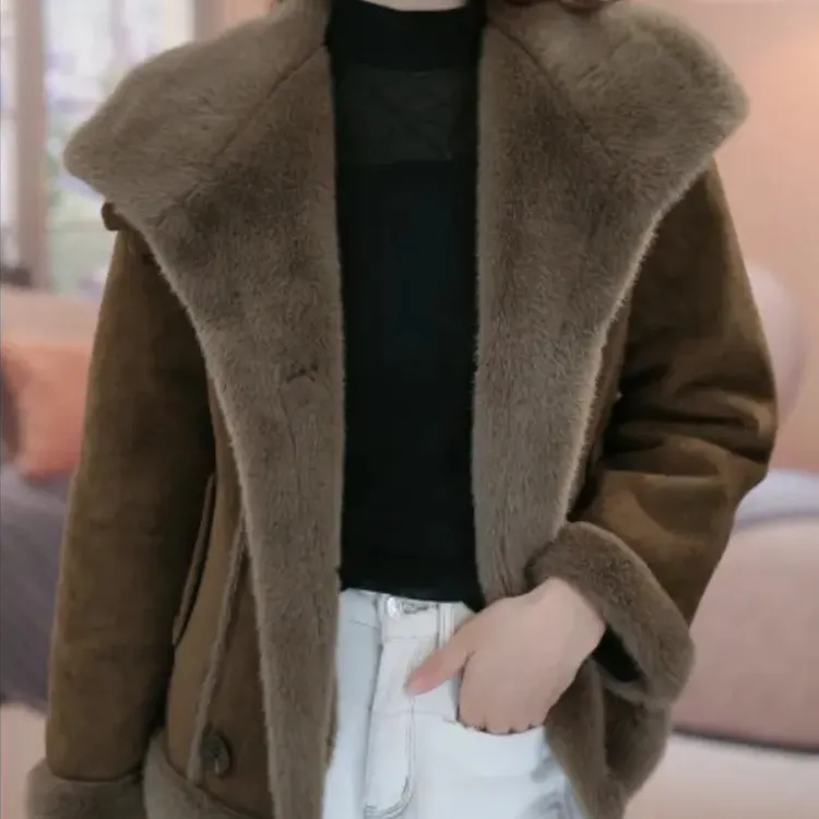 短外套宽松型宽松防风保暖韩版女女士立领短款