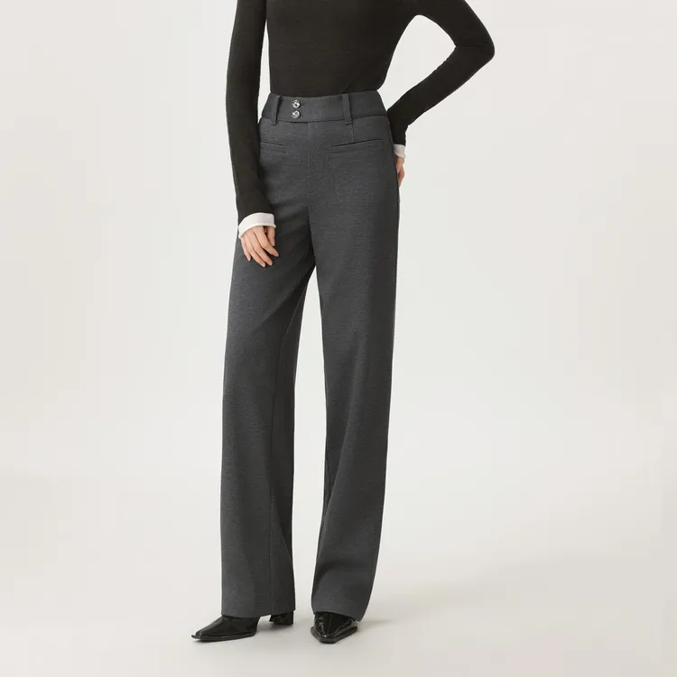 哥弟裤子秋冬新款百搭高腰显瘦宽松直筒裤休闲裤长裤110019