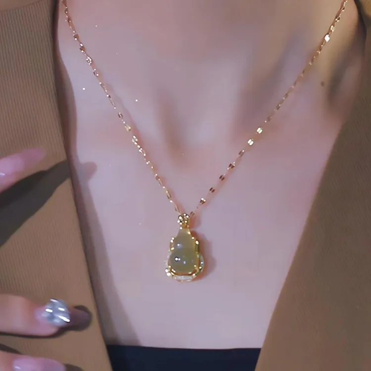 钛钢琉璃吊坠 钛钢25款小葫芦金币水晶轻奢百搭锁骨链时尚精致