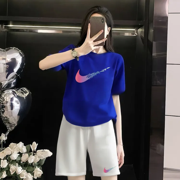 旗舰店奥特莱斯官方正品克莱因蓝短裤套装休闲宽松显瘦两件套咏颖