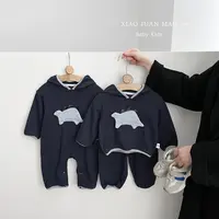 T25Q100 男女宝秋装套装新款时髦衣服洋气恐龙套装两件套童装爬服