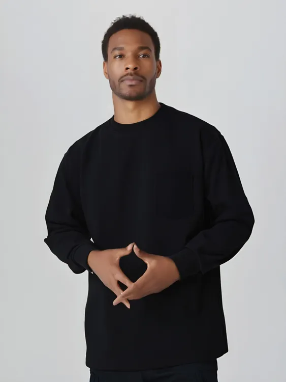 日式休闲230g长袖t恤男女春秋季新款纯色落肩款宽松打底长袖上衣