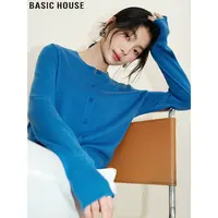Basic House/百家好博主同款法式小众羊毛混纺时髦针织开衫女秋季