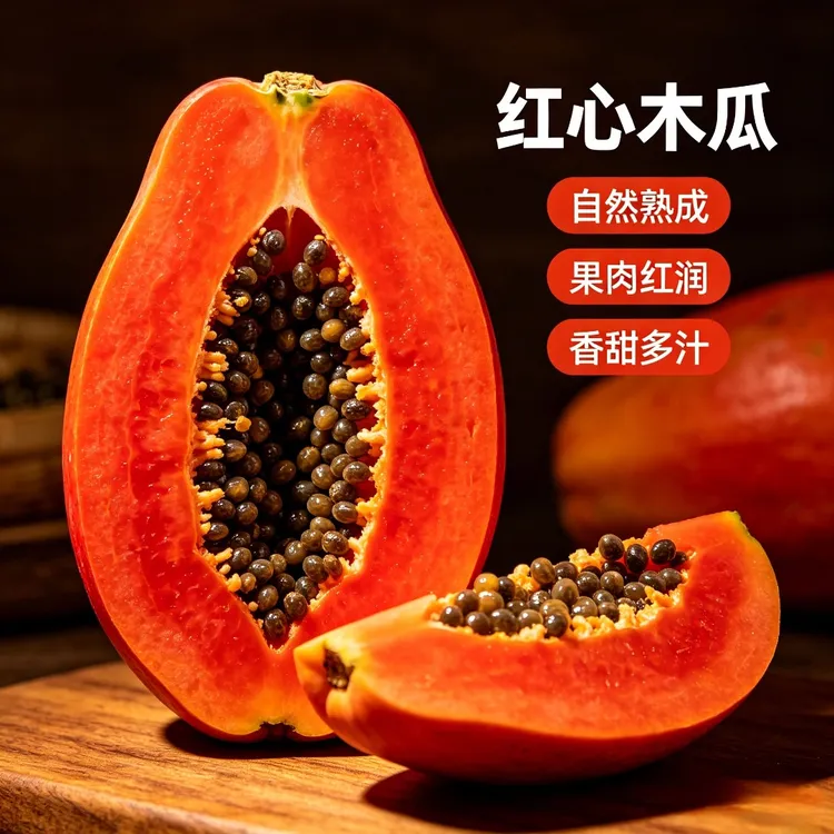 果园新鲜现摘红心奶油木瓜应季水果多汁爆甜软糯孕妇适用头茬维C商品图