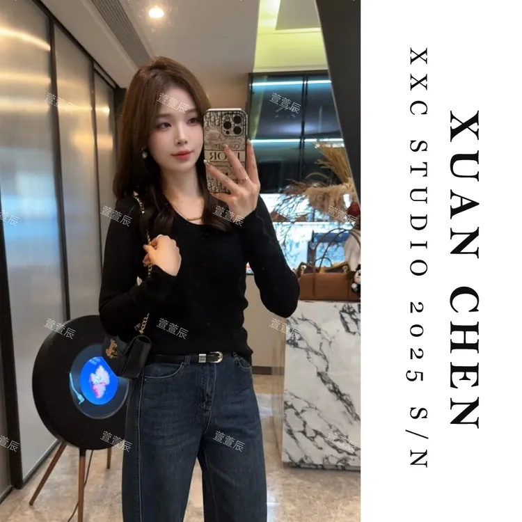【叠搭起点】女装秋款爆款2025新款纯色毛针织衫洋气修身打底衫8838