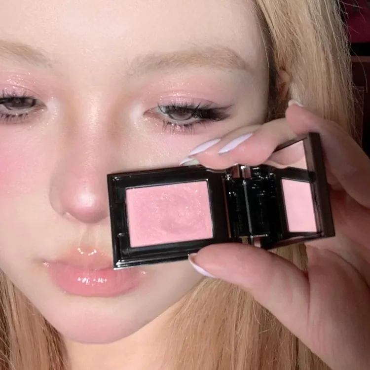 粉白开水调 眼影细闪单色水晶粉扒脸持妆珠光冷调樱花粉眼影卧蚕