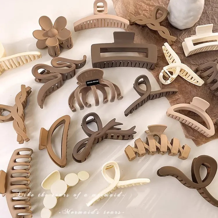 简约咖色系抓夹女大号后脑勺盘发鲨鱼夹2025新款头发夹子头饰发卡