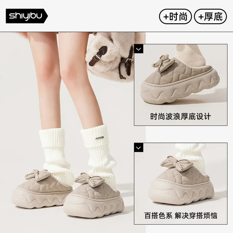 保暖棉拖鞋女2025新款爆款加绒加厚外穿厚底增高亲子款防水棉鞋