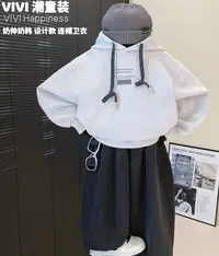  VIVI童装【香草味】2025秋冬亲子装中大童刺绣宽松奶杏色连帽卫衣