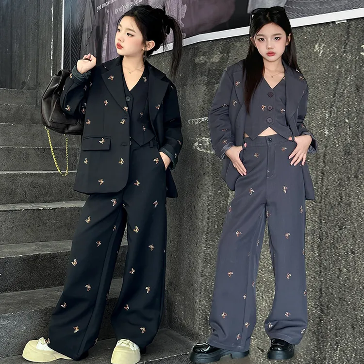 女童西装套装春装2025新款洋气时髦小女孩街舞模特走秀潮酷演出服