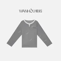 【C3640】绾后-新款大圆领宽松慵懒假两件设计长袖T恤女打底衫SS