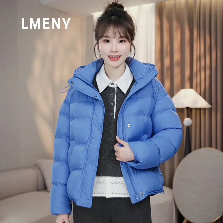 LMENY“雪精灵”短款羽绒服女2025冬季新款连帽蓝色保暖外套25DY026