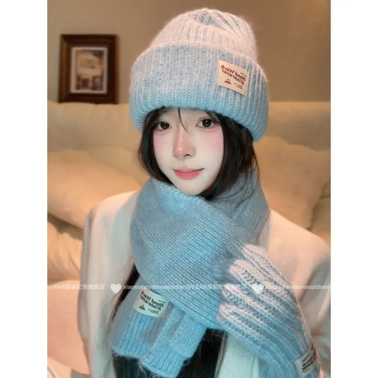 针织帽女秋冬季韩版百搭大头围毛线帽显脸小加厚保暖防寒帽时尚