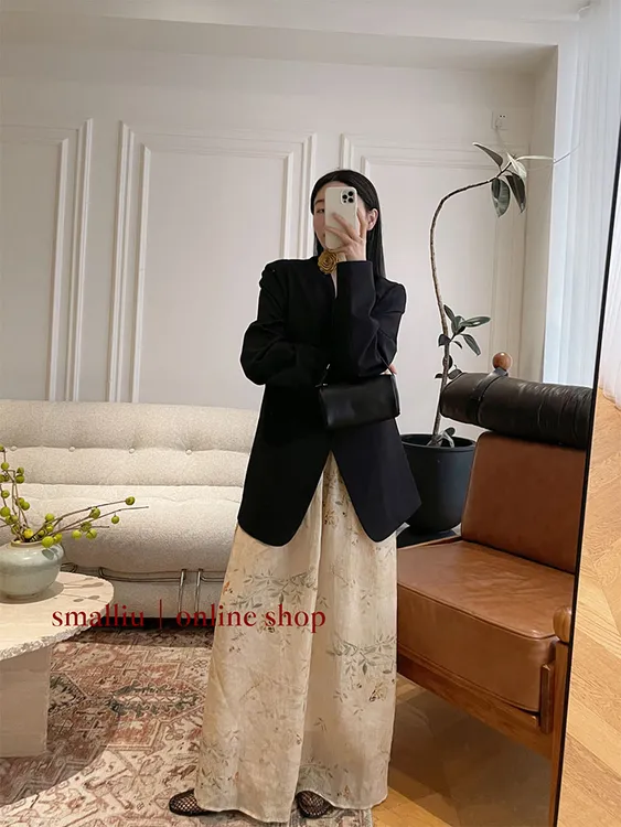 SMALLIU 小众万年款百搭垫肩休闲西装极简长袖外套