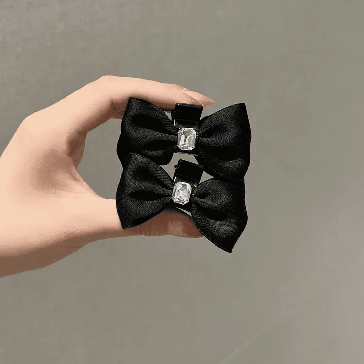 双面蝴蝶结缎面刘海夹碎发夹气质边夹甜美小抓夹