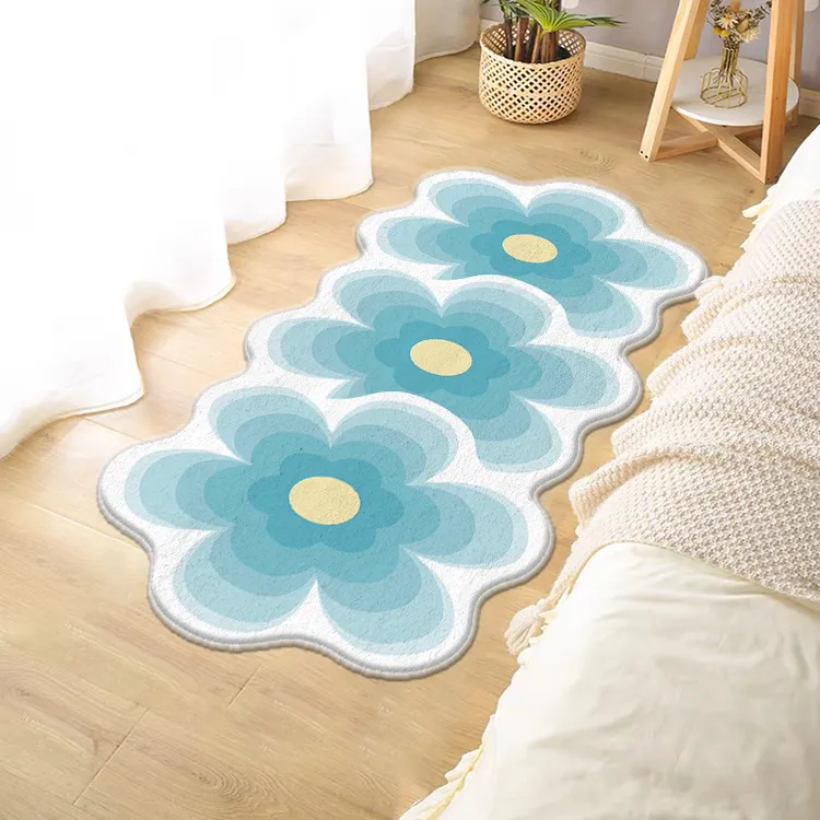 卧室床边地毯短羊绒闺房儿童垫子客厅茶几旁异形毯田园风公主脚垫