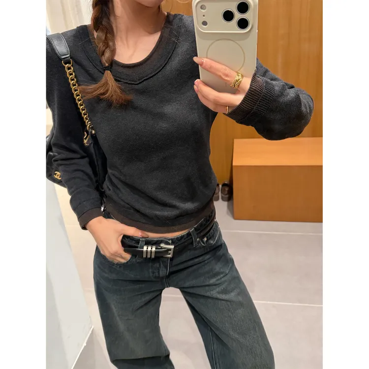 DYANGJUN【11.29新品】冬季新款假俩件v领针织衫