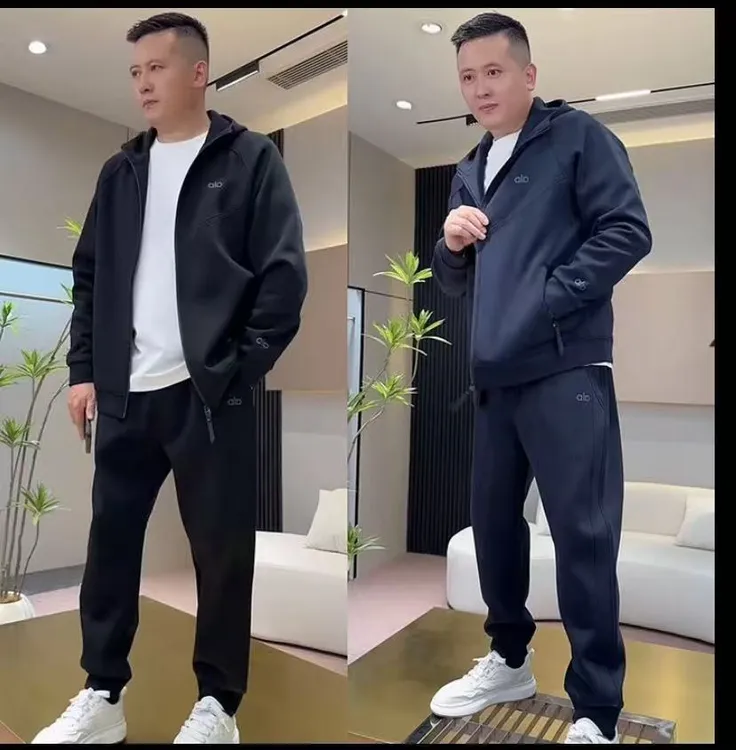 秋季男士 连帽开衫束脚裤简约宽松时尚百搭休闲运动套装两件套